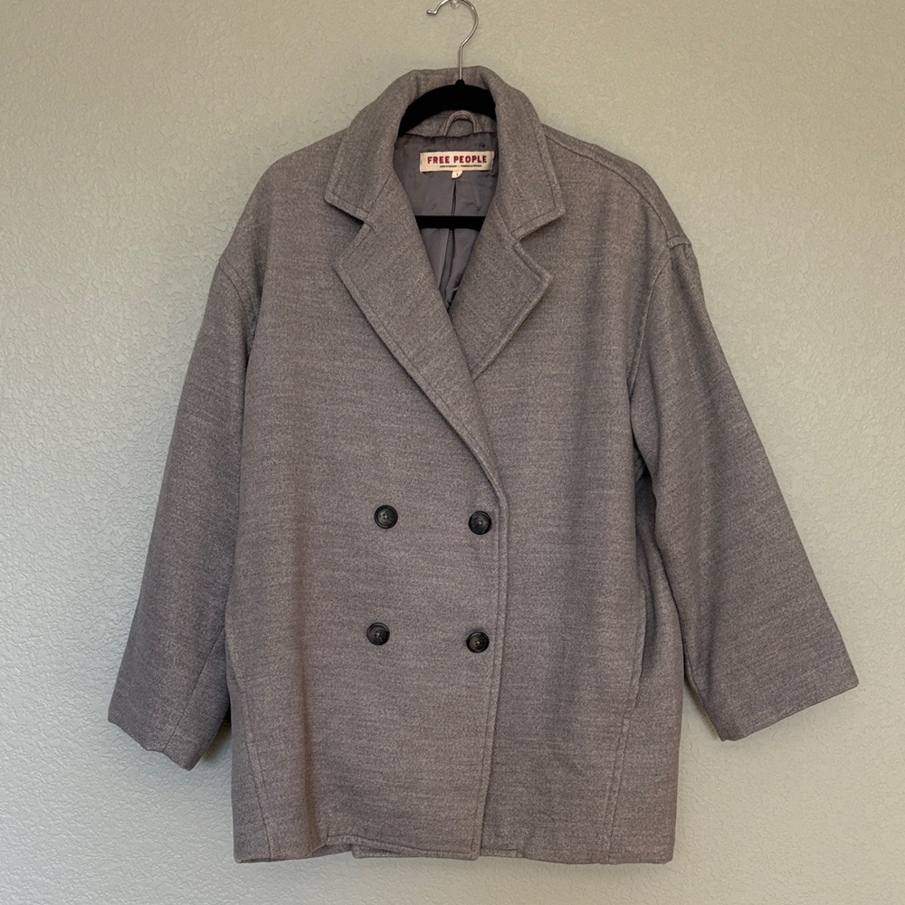 Free People Hannah Slouchy Blazer Double-Breasted Pea Coat